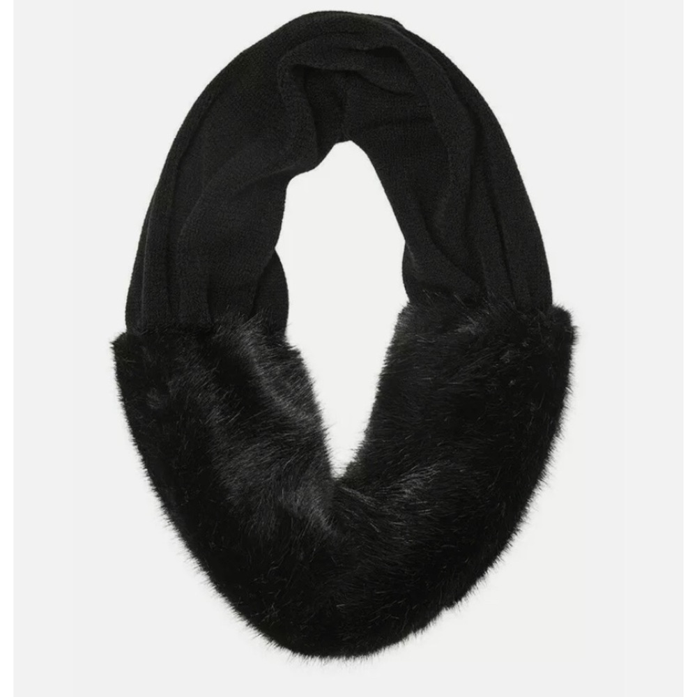 Cabi NEW black faux mink fur infinity scarf. Style #4220